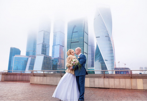 Свадебная прогулка у Москва-Сити