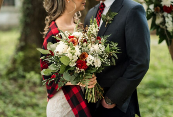 Плед шотландка для свадебной фотосессии