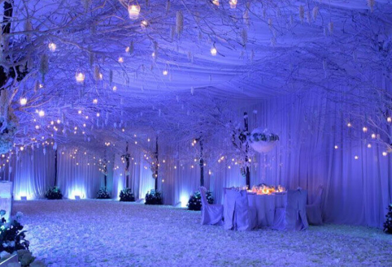 Цветная подсветка в декоре свадьбы